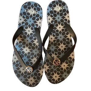Coach women’s New York, Alessa geometric, print logo, flip-flop sandals, size 8